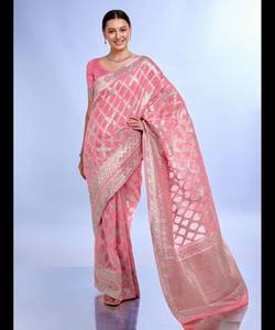 Nouveau dernier modèle de sari en soie Banarsi multicolore avec pièce de chemisier, vêtements pour femmes indiennes, prix bas, vente en gros - Product Image 6