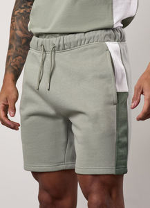 Pakistan กางเกงขาสั้นลำลองสำหรับผู้ชายเอวกลางสบายลายทึบสีตัดกัน - Product Image 4