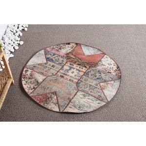 Tapis Vintage en Laine Fait Main Grande Surface Beige Patchwork Rectangulaire Motif Abstrait pour Salon Couloir 3.2X3.3 ft Latex - Product Image 3