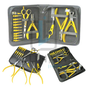 Kit de alicates de extensión de pelo, 7 pulgadas, acabado de esmalte de plata con etiqueta de marca personalizada gratis - Product Image 1