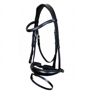 Brida de cuero para montar a caballo con relleno de gel negro - Product Image 6