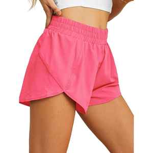 กางเกงขาสั้นเอวสูงของผู้หญิง96% ผ้าไนลอน4% สแปนเด็กซ์ดีไซน์สปอร์ตรัดรูปพร้อมกระเป๋าซ่อนระบายอากาศซับในเอวที่ซ่อนอยู่ - Product Image 6