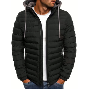 Venta caliente de encargo de los hombres a prueba de viento de lona Casual con capucha de invierno al aire libre chaqueta acolchada de gran tamaño - Product Image 6
