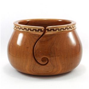 Grand bol de fil en bois décoration de table haute vente et porte-fil à offrir bol de rangement au crochet de couleur brun poussiéreux fabriqué à la main - Product Image 6