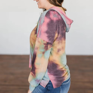 Nouveau sweat à capuche Tie Dye personnalisé pour femmes avec pull personnalisé pour femmes sweat-shirt en coton mélangé lavé à l'eau de Javel pullover en coton de base - Product Image 5