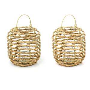 Eco friendly natural rattan candle holder with handcrafted woven texture perfect for bohemian home <b>decor</b> styling - Product Image 1