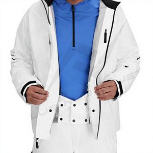 Chaqueta de esquí con capucha para hombre, impermeable, cortavientos, transpirable, de secado rápido, con cremallera, estampada, térmica, para exteriores. - Product Image 1