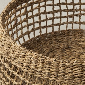 ตะกร้าเก็บของสานจากหญ้าทะเลรักษ์โลก รูปทรงกลมต่ำ สำหรับขายส่งอุปกรณ์ในครัวเรือน & การซื้อจำนวนมากในราคาประหยัด - Product Image 3