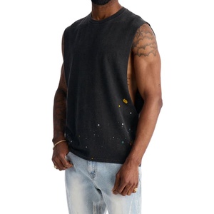 Chaleco de Moda con Diseño Estampado Lateral, Estilo Urbano, Verano, Alta Calidad, Chaleco de Algodón Jersey Grueso de 220 g/m² para Hombre - Product Image 1