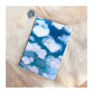 LABON – carnet de notes à couverture rigide avec impression de nuage en papier bleu ciel et blanc