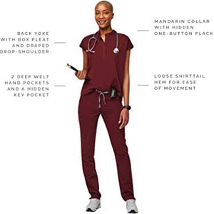 ชุดยูนิฟอร์มพยาบาลผ้าถักผสมสแปนเด็กซ์/โพลีเอสเตอร์สำหรับผู้หญิง ขายส่ง ป้องกันรอยยับ ยืดหยุ่น ตรวจจับเข็มได้ เหมาะสำหรับงานโรงพยาบาล - Product Image 3