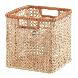Top Selling Wooden Frame Rattan Cane Basket Sundries <b>Storage</b> Boxes <b>Bins</b> Basket Handmade in Viet Nam - Product Image 3
