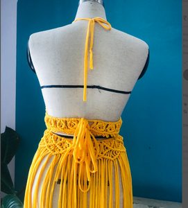 Robe tendance bohème en macramé faite à la main, vêtement de festival en coton tissé à la main, bustier court, robe de plage en macramé pour femme - Product Image 2