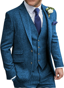 Blazer de estilo clásico para hombre, chaqueta ajustada de lana lisa en blanco, tres unidades, venta al por mayor, 2023 - Product Image 4