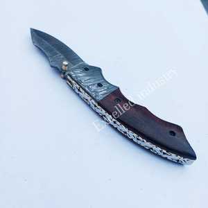 Inner <b>Lock</b> Handmade 356 Layers Damascus Camping Folding Knife <b>Portable</b> Multifunctional Damascus Pocket Knife Wooden Handle - Product Image 4
