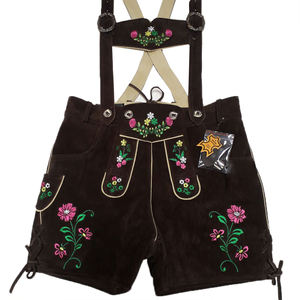 Custom Made Original Leather Unisex <b>Lederhosen</b> Shorts High Waist Windproof Casual Style Embroidered Breathable for <b>Women</b> - Product Image 3