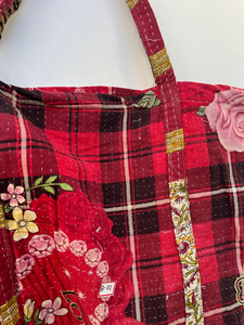 Sac fourre-tout Vintage fait à la main Kantha Stitch pour femmes, sac de Shopping en coton, sacs de styliste pour femmes avec poche - Product Image 6