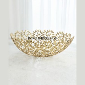 Art Créatif Moderne Unique Fantaisie Designer Forme Ronde Grande Taille Plaqué Or Luxueux Qualité Métal Fait Centre De Table Bol - Product Image 1