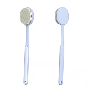 Brosse exfoliante simple à long manche en silicone pour bain corporel épurateur de douche humide/sec avec poils doux - Product Image 4