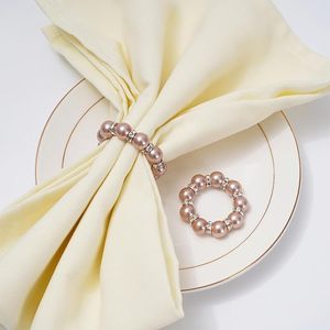 Rose Gold Pearl Beaded Napkin <b>Ring</b> Luxury Design <b>Stretched</b> Rhinestone Napkin <b>Ring</b> for Wedding Birthday Dinner Table Decoration - Product Image 2