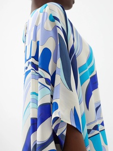 Kaftan de crepé de seda para mujer de alta calidad, vestido Maxi estampado suelto, ropa informal de talla grande para el método de tejido de verano - Product Image 5