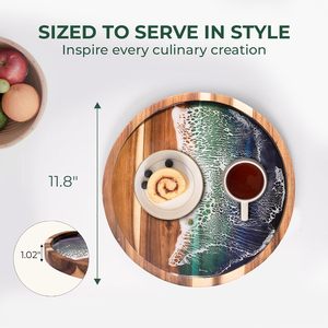 Plateau de service en bois d'océan, artisanal, léger, plateau à charcuterie, plateau à fromage, table de cuisine, technique de gravure écologique - Product Image 5