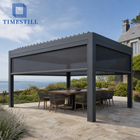 Pergola extérieure en alliage d'aluminium TIMESTILL résistante à la corrosion 4x6M avec store enrouleur imperméable et coupe-vent pour cour