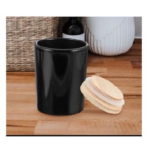 Conteneurs de bougies blancs givrés de style nordique avec couvercles en bois hermétiques, pots en métal blanc mat pour marque de bougies de luxe, logo personnalisé - Product Image 2