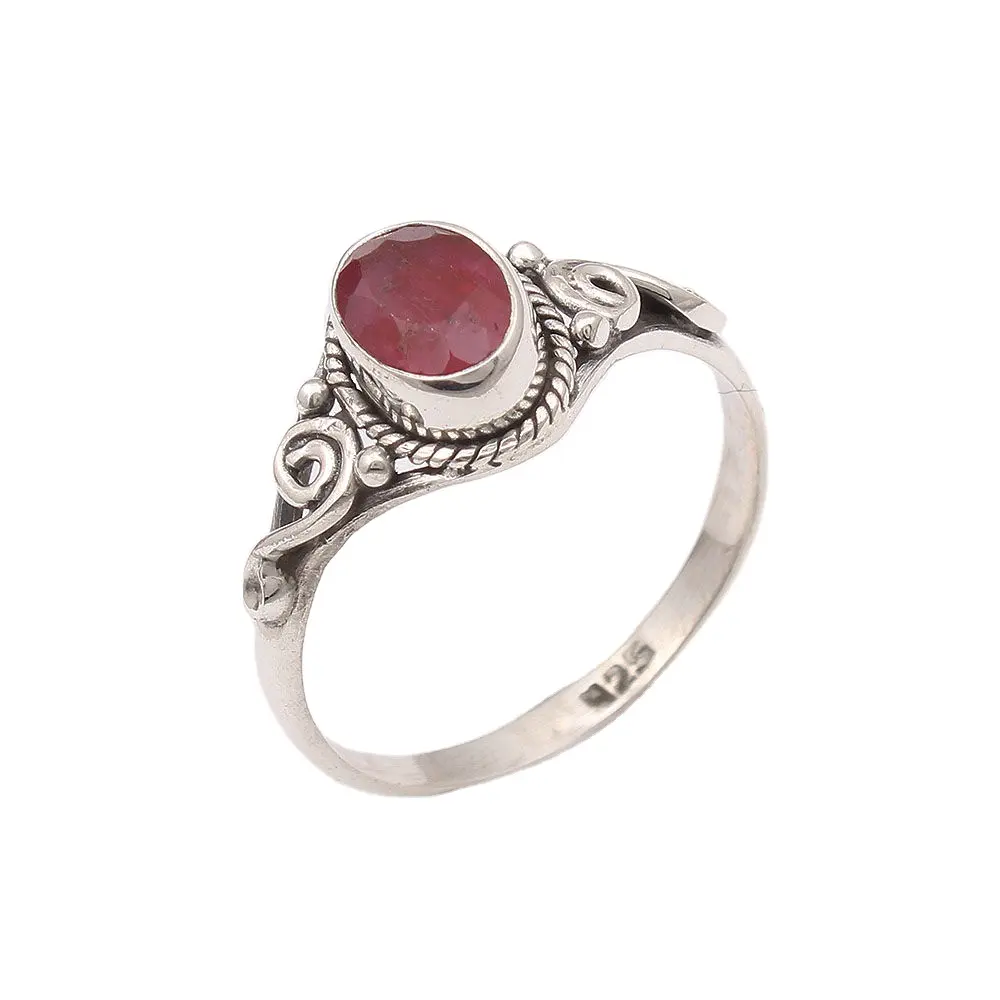 Bulk Custom Natural Ruby Gemstone Oval 925 Sterling Silver Filigree Ring Birthstone Handmade Jewelry Manufacturer For Women Men