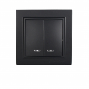 2 Gang 1 Way con indicador 16A Interruptor de luz de energía eléctrica Perfecto Grafito IP22 220V ABS Interruptores de pared para uso doméstico EU/UK/US - Product Image 1