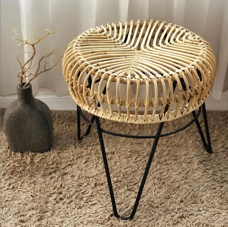 Mobili naturali sgabello intrecciato in rattan mobili per la casa tavolo sedia laterale decorazione soggiorno prodotti in bambù fatti a mano vimini