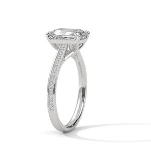 2.0ct <b>Emerald</b> Cut CZ Solitaire <b>Ring</b> 925 Sterling <b>Silver</b> Pave Set Engagement Band Cubic Zirconia Bridal Wedding Promise <b>Ring</b> - Product Image 2