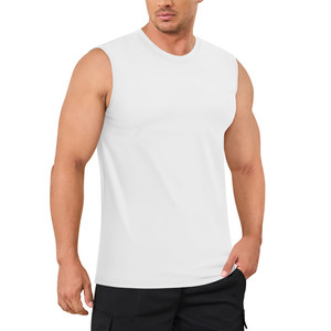 Chaleco deportivo para hombre, camiseta sin mangas de secado rápido, cuello redondo, suelta, abierta, dividida, camiseta sin mangas de Color sólido, camisetas sin mangas con estampado de logotipo personalizado para hombre - Product Image 1