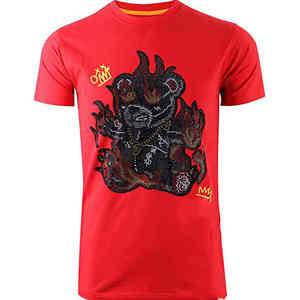 เสื้อยืดผู้ชายประดับเพชรเทียม ขายส่ง เสื้อยืดแขนสั้นคุณภาพสูง คอกลม สำหรับผู้ชาย ผลิตจากโรงงาน รับผลิตแบบ OEM - Product Image 1