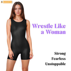 SAMAVIA femmes lutte Singlet coupe personnalisée sangle réglable fermeture à enfiler respirant athlétique Compression porter RTS Stretch - Product Image 4