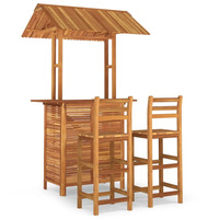 Juego de Muebles de Jardín Minimalistas Modernos de 3 Piezas, Diseño Confortable, Madera de Teca Sólida, Color Natural, Almacenamiento, 2 Plazas
