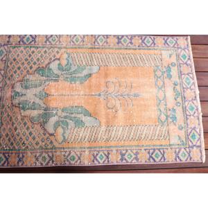 Tapis vintage 2,6 x 3,9 pieds, petit tapis turc, tapis oriental orange et bleu - Product Image 4