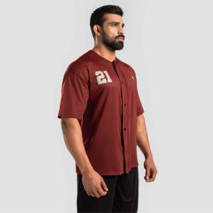 เสื้อยืดเบสบอลสีแดงเลือดหมูสำหรับวัยรุ่น พร้อมเทคนิคการพิมพ์แบบ Sublimation และแบบพิมพ์ลาย  ทรงเรียบง่ายสำหรับอเมริกันฟุตบอล  ขนาด XL ทรงปกติ - Product Image 3