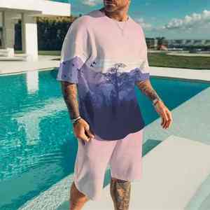 2025 vente en gros de haute qualité Joggers ensemble hommes survêtement ensemble sport séchage rapide été hommes deux pièces t-shirt et short ensemble hommes - Product Image 3