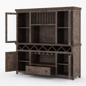 Armoire de cuisine en teck massif écologique antique, meubles en bois de Java pour salle à manger, bar, porte-vin, portes vitrées pour l'exposition - Product Image 4