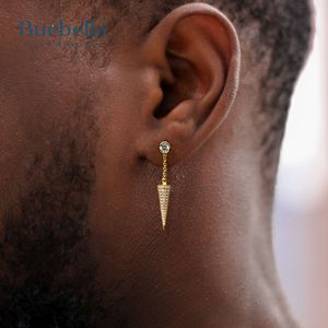 Venta caliente 925 Plata de Ley 14K oro helado cono Spike pendientes colgantes Joyería de diamantes para hombres regalo de estilo rapero - Product Image 1