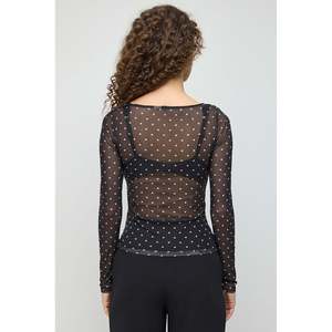 Blusa de Tul con Estampado de Puntos - Product Image 5