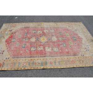 Alfombra turca vintage clásica rojo beige 5x8ft área grande rectángulo Patchwork patrón lana látex respaldo 10mm Tabriz nuevo lanzamiento" - Product Image 3