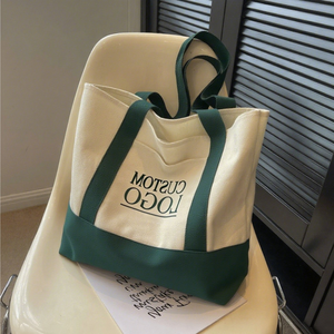 Custom Logo Printing Blank Plain <b>Pocket</b> Zipper Shoulder Handle Shopping Cotton Canvas <b>Tote</b> <b>Bags</b> Made Vietnam TUYET DUNG Classic - Product Image 3