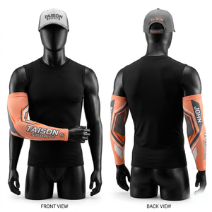 Manchon de bras de volley-ball personnalisé par sublimation, 220 GSM, polyester et élasthanne, bleu, blanc, orange, coupe compressive - Product Image 6