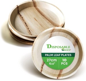 Assiettes rondes en feuilles de palmier Areca Naturelia Combo (48, 10 pouces et 7 pouces) |   Élégant, 100% biodégradable, naturel et respectueux de l'environnement - Product Image 2