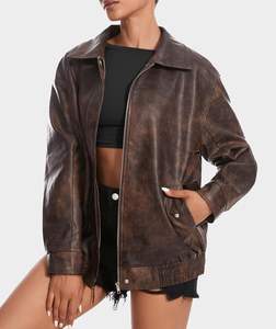 Veste surdimensionnée en faux cuir à manches longues pour femmes pour l'hiver manteau de motard de moto à la mode pour les voyages et les tenues décontractées - Product Image 3