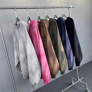 เสื้อฮู้ดครอปเปล่าๆ ปี 2025 สไตล์วินเทจ ลุคทำเก่า ฟอกสีแบบแอซิด ทรงหลวม เสื้อฮู้ดครอปผู้ชาย สตรีทแวร์ เสื้อฮู้ดครอปชายขอบดิบ - Product Image 4