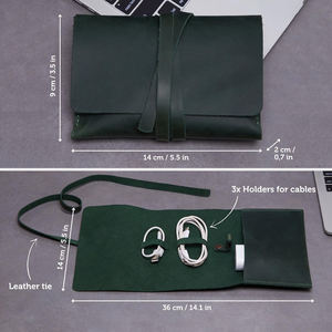 Organisateur de câbles en cuir professionnel de luxe de haute qualité, étui de voyage pour chargeurs USB, écouteurs, usage quotidien, OEM LCO-0048 - Product Image 6