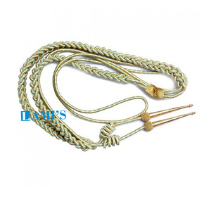 Aiguillettes de seda OEM con cordones de hombro Cordón Uniformes de vestir Aglet Fourragere Aiguillettes con puntas doradas - Product Image 4